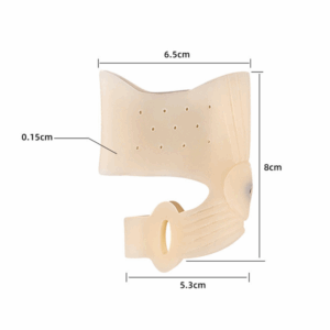 corrector de juanete magnético de silicona suave con imanes integrados colocado en el pie para alineación del dedo gordo.