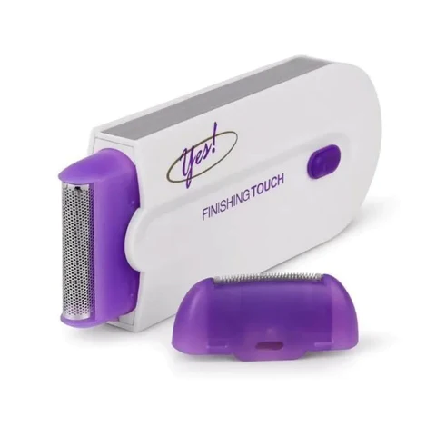depilador multiusos yess blanco y morado con cabezal de micro-oscilación y luz led para depilación facial y corporal.