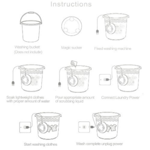 mini lavadora portátil usb con turbina ultrasónica blanca para viaje.